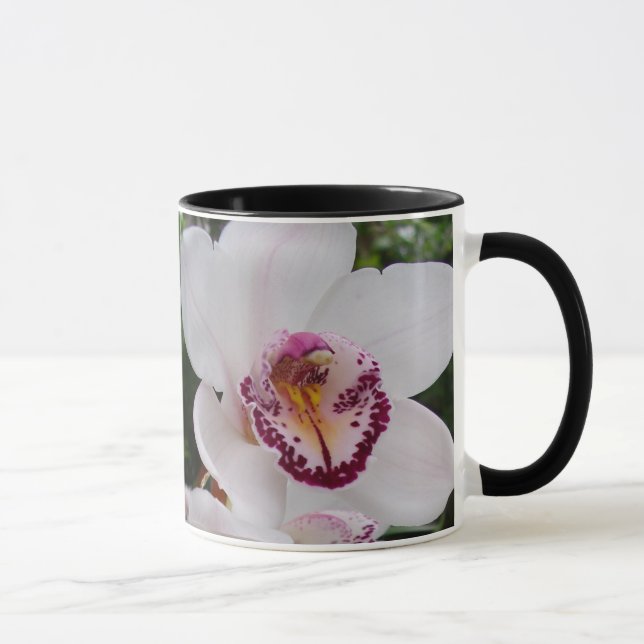 Vita orchids vackra tropiska blommor mugg (Höger)