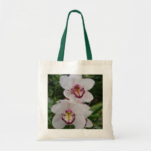 Vita orchids vackra tropiska blommor tygkasse