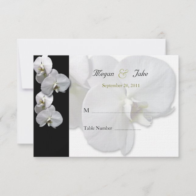 Vita orkidé bord sittplatskort inbjudningar (Framsida)