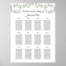 Vita orkidéer för elegant Sittdiagram Poster