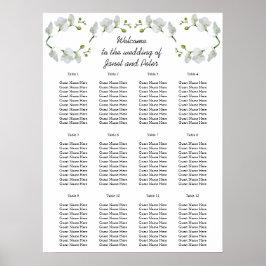 Vita orkidéer för elegant Sittdiagram Poster