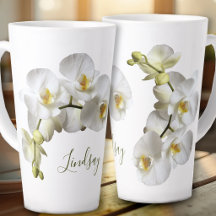 Vita orkidéer Namn mall Elegant present Lätt kopp