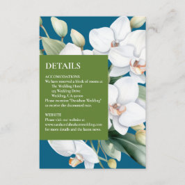 Vita orkidéer Ocean Blå Detaljer Inneslutningskort Tilläggskort