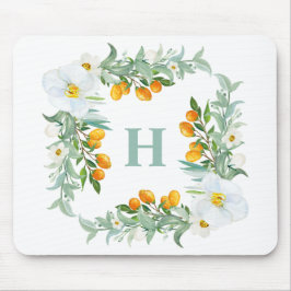 Vita orkidéer och Kumquats Tropical Monogram Musmatta