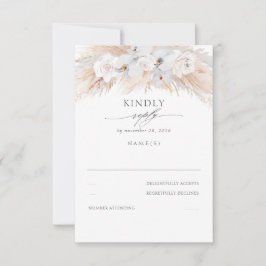 Vita orkidéer och Ro torkade pampas Bröllop OSA Kort