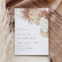 Vita orkidéer och torkade palmlösa Boho-bröllop