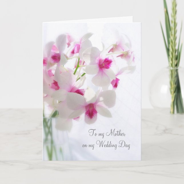 Vita orkidéer Tack mamma för min bröllopsdag Kort (Framsida)