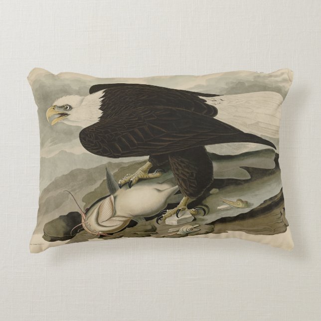 Vita (Örn) Audubon Birds of America Prydnadskudde (Framsidan)