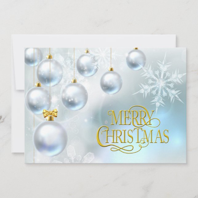 Vita Ornament Glad Jul - Anpassa Julkort (Framsida)