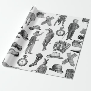 Vita, oskyldiga segroriska djur, svarta, vita, man presentpapper