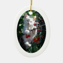 Vita ovalformfoto Ram Julgransprydnad Keramik