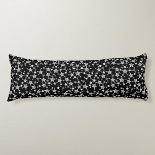 Vita på Black Lino Print Stars Mönster Kroppskudde