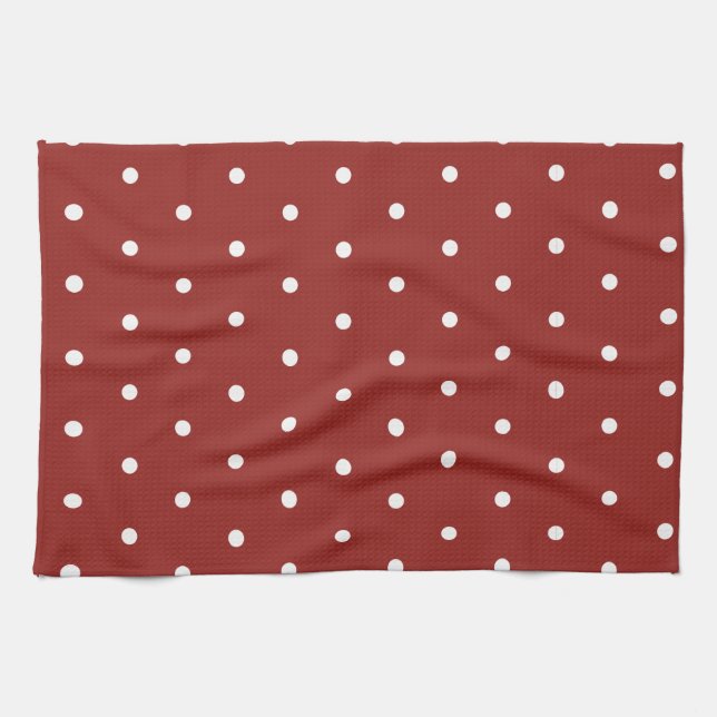Vita på Red Polka dots Kökshandduk (Horisontell)