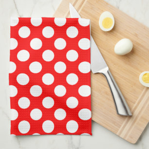 Vita på Röda stora Storleka Polka dots Kökshandduk