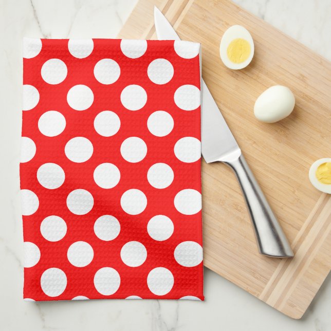 Vita på Röda stora Storleka Polka dots Kökshandduk (Vikt i Fjärdedel)