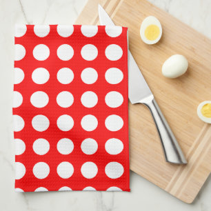 Vita på Röda stora Storleka Vågrät Polka dots Kökshandduk
