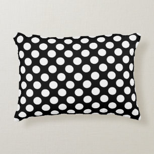 Vita på svarta stora Storleka Polka dots Prydnadskudde