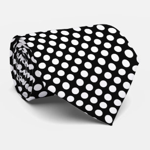 Vita på svarta stora Storleka Polka dots Slips
