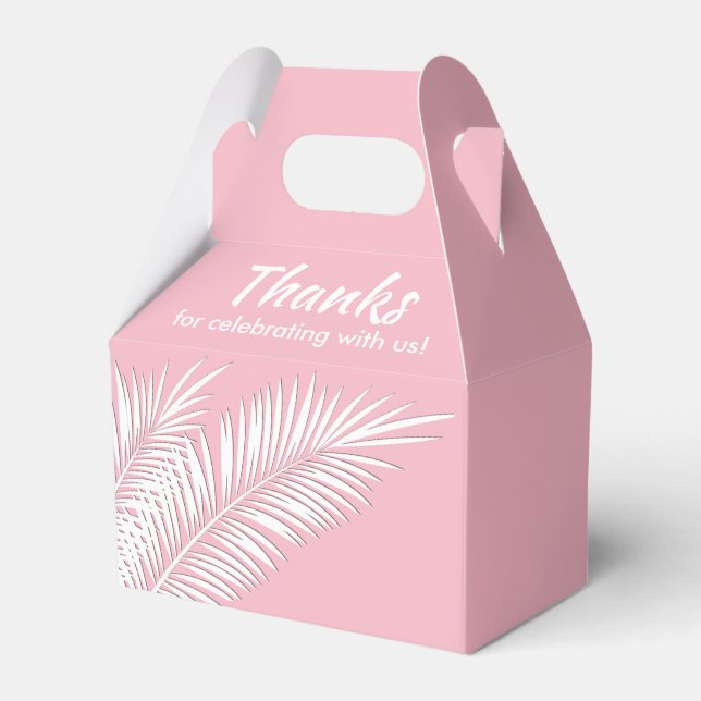 Vita palmblad på rosa taklist presentförpackningar presentaskar (Framsidan Sidan)