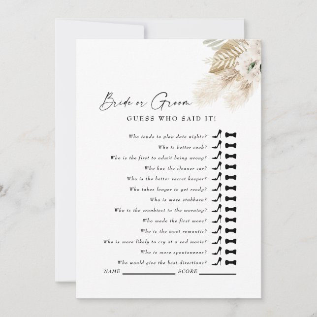 Vita Pampas Gissa vem som sa att det var stötande  Inbjudningar (Framsida)