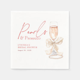Vita pärlhalsband och Prosecco-rosafärgad bröllops Pappersservett