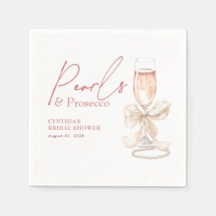 Vita pärlhalsband och Prosecco-rosafärgad bröllops Pappersservett