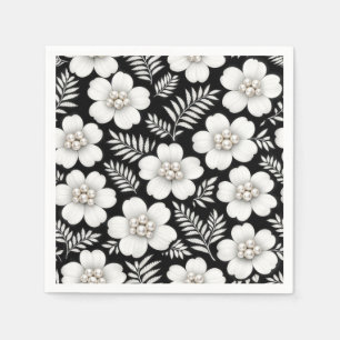 Vita pärlor i blomster mönster pappersservett