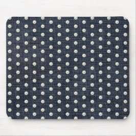 vita pärlor på blå denim musmatta