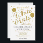 Vita partiets inbjudan till alla vita Party Inbjud<br><div class="desc">Den här roligtens inbjudan till vita fester innehåller guld glitter-ballonger och stjärnor. Den har elegant och vismkänsla med snyggten kant. Du är hedersgäst för kärlek här All White födelsedagsfest inbjudan. Inte bara för födelsedagar, utan perfekt för 21:e 30:e 35en 40:e 45:e 60:e 65en 70:e 75:e 80:e 85:e 90:e och alla...</div>