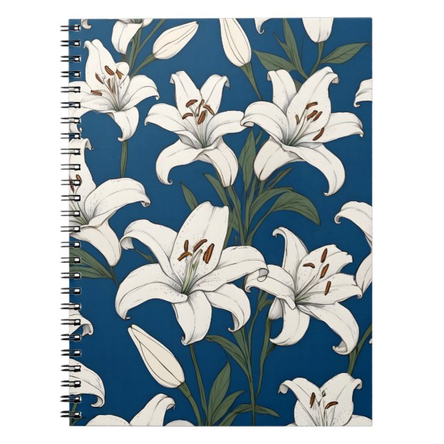 Vita påsk lilies mönster anteckningsbok (Framsidan)