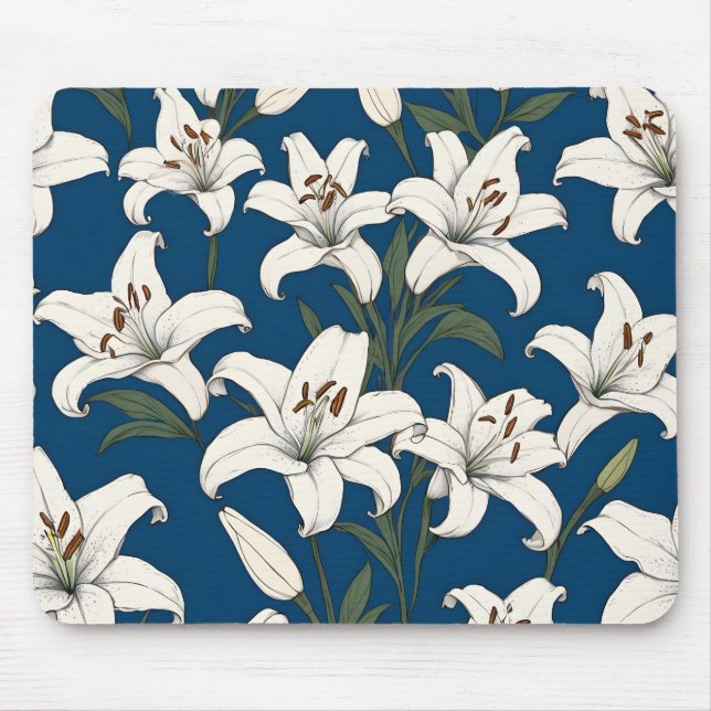 Vita påsk lilies mönster musmatta (Framsidan)