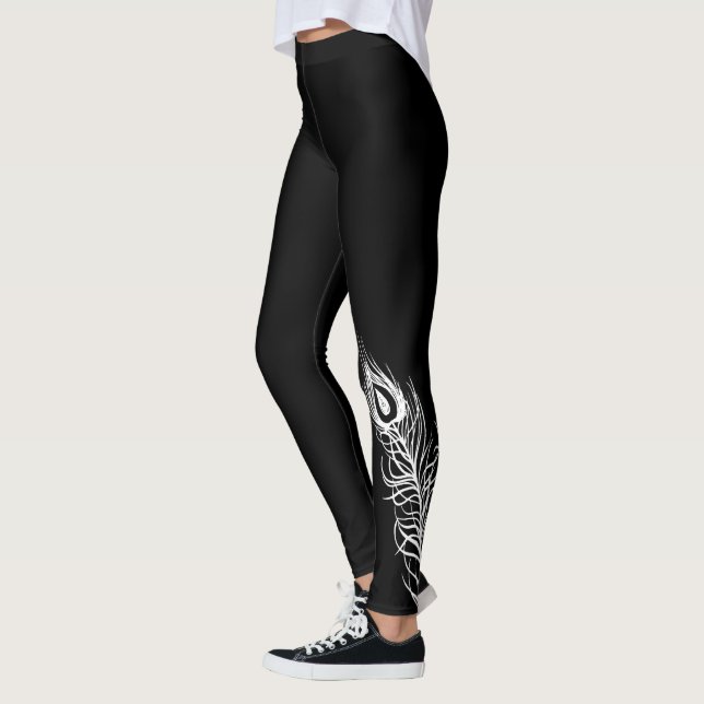 Vita peacock Feather Leggings (Vänster)