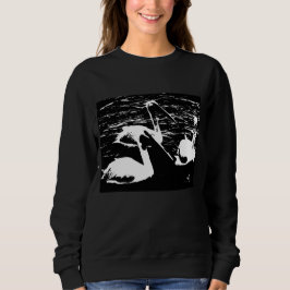 Vita pelikaner i svart sötskjorta t shirt