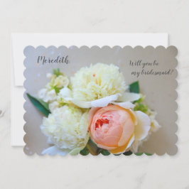 Vita peonier, rosa ros bridesmaid inbjudan