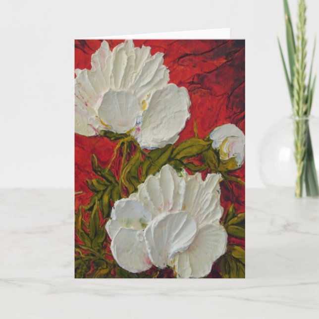 Vita peonies Greeting Card Kort (Framsida)