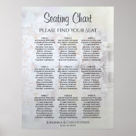 Vita Peony Blommor 9 Bord Bröllop Bordplacering Poster