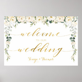Vita Peony Epiphany Välkommen till Bröllop Poster