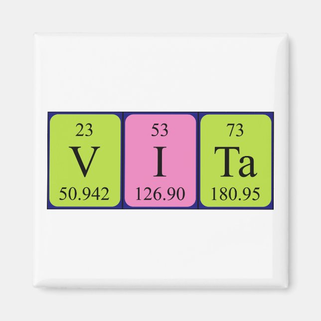 Vita Periodiska bord namn magnet (Framsidan)