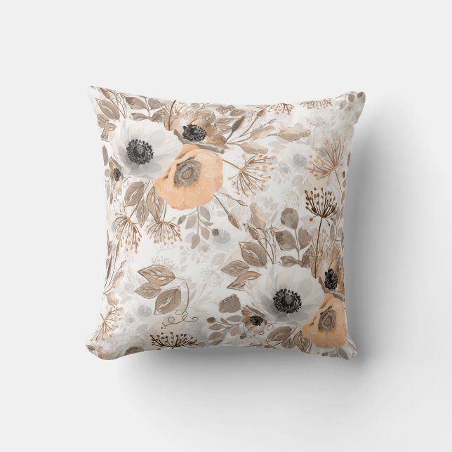 Vita, persikoblommor, elegant kudde (Framsida)