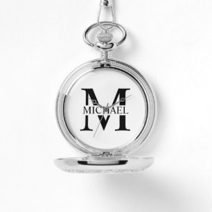 Vita Personligen Monogram och Namn Armbandsur