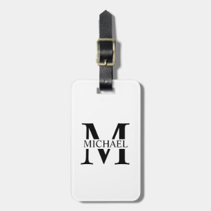 Vita Personligen Monogram och Namn Bagagebricka