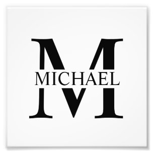 Vita Personligen Monogram och Namn Fototryck