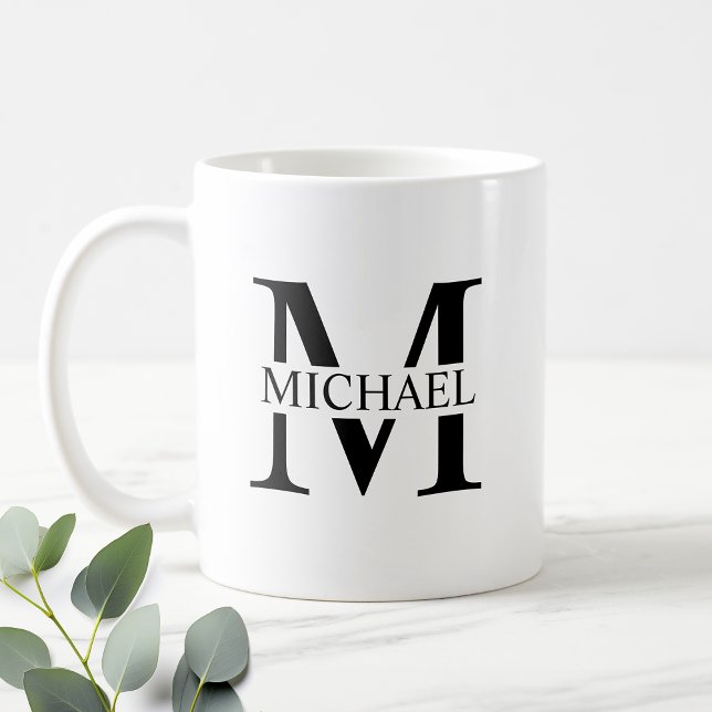 Vita Personligen Monogram och Namn Kaffemugg (Skapare uppladdad)