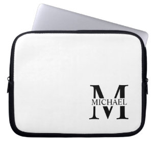 Vita Personligen Monogram och Namn Laptop Fodral