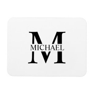 Vita Personligen Monogram och Namn Magnet