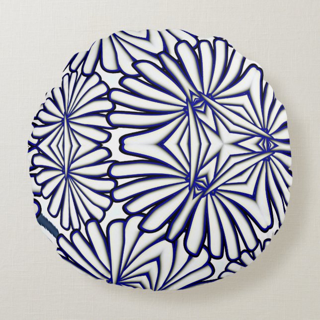 Vita Petals - upprepad hemdekaler Rund Kudde (Framsidan)