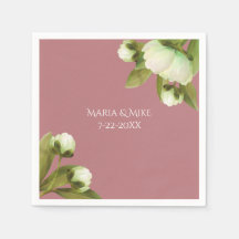 Vita pioner med dammiga blå servetter