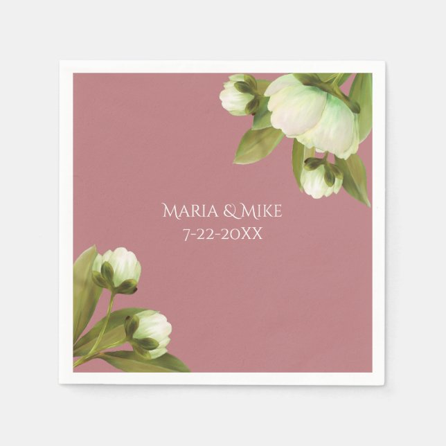 Vita pioner med dammiga blå servetter (Framsidan)