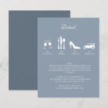 Vita pioner med dammigt blåa detaljer inbjudan