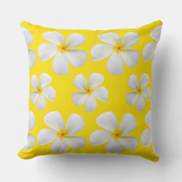 Vita plumeria Flowers på Gult Kudde